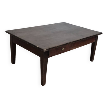 Table basse de ferme rustique ancienne 1900s deux tiroirs