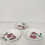 3 vintage floral soup plates Printemps Paris model Essonnes