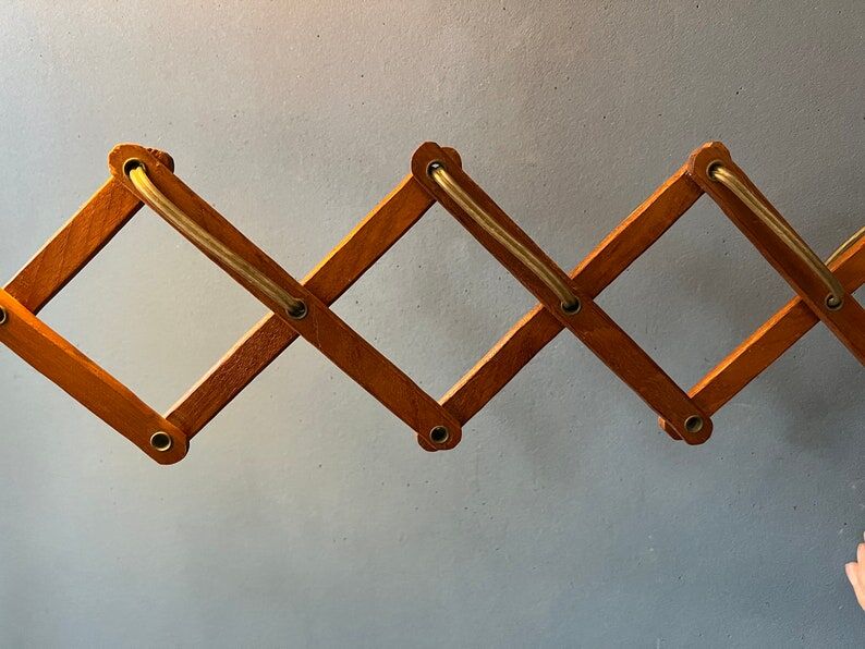 Vintage wooden scissors lamp