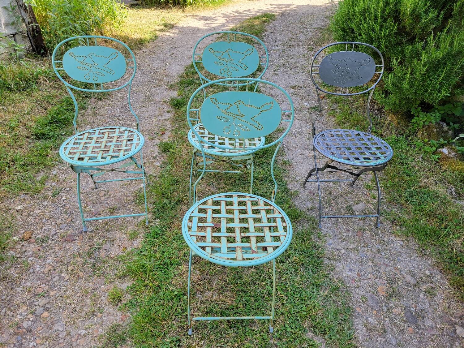 Wrought iron folding garden chairs