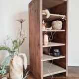 Old wooden workshop shelf