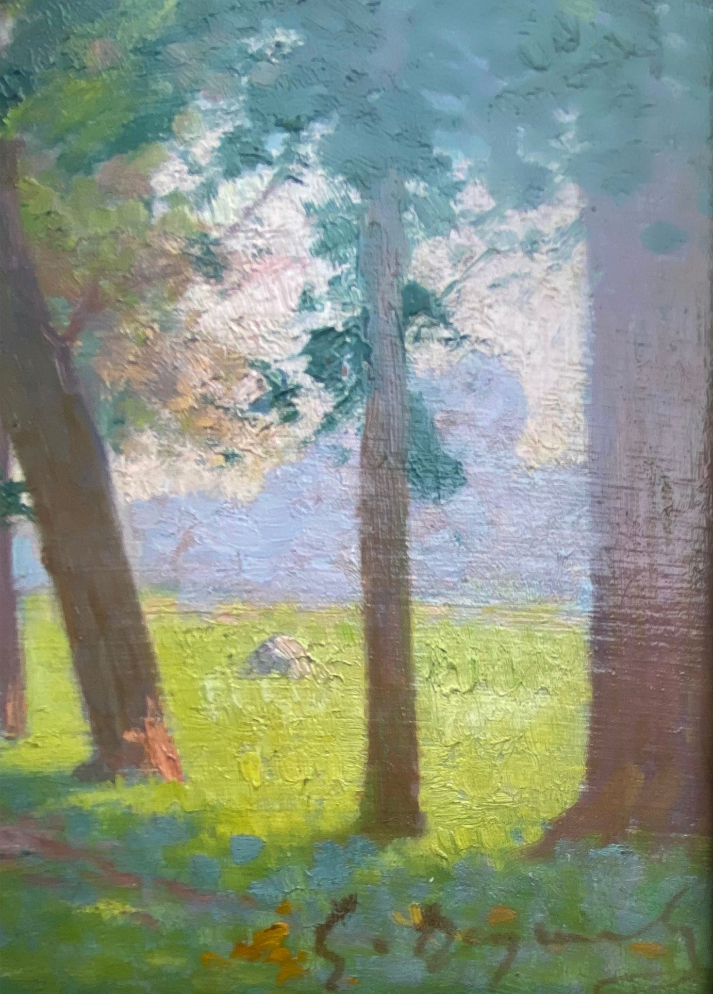 Painting: "Landscape with sunny trees" HSC signed around 1900