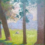 Painting: "Landscape with sunny trees" HSC signed around 1900