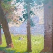 Painting: "Landscape with sunny trees" HSC signed around 1900