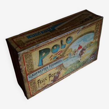 Polo Félix Potin lithographed sheet metal box - Collectible old iron box