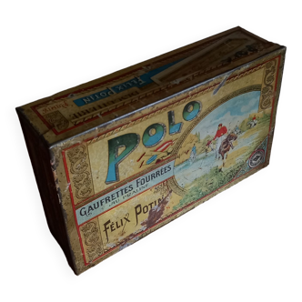 Polo Félix Potin lithographed sheet metal box - Collectible old iron box