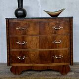 Art Deco curved chest of drawers in walnut