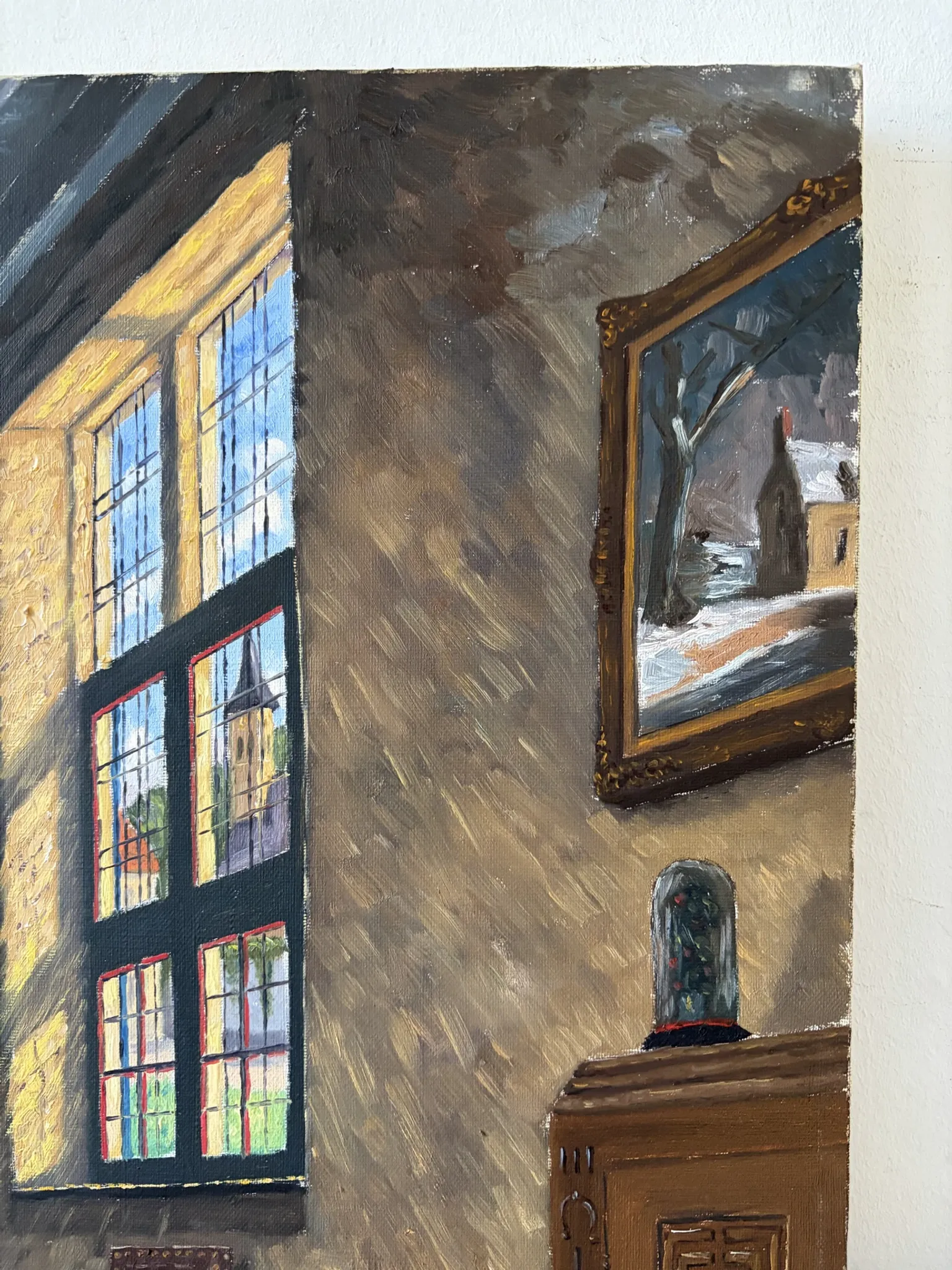 Interior of a Flemish house, oil on canvas signed