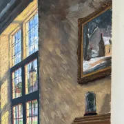Interior of a Flemish house, oil on canvas signed