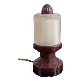 Art Deco Night Light in Frosted Glass and Bakelite