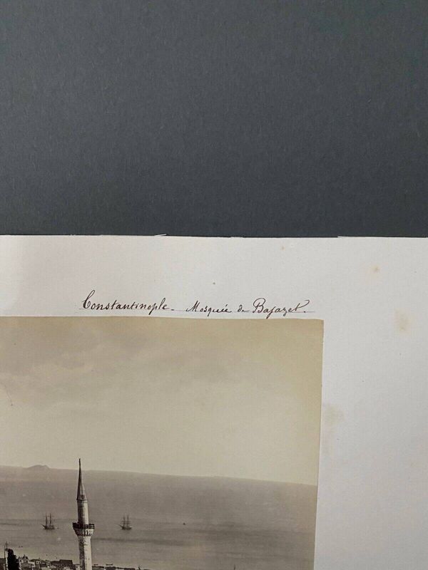 Photo Constantinople Mosquée de Bayazel XIXe albumine carton contrecollé