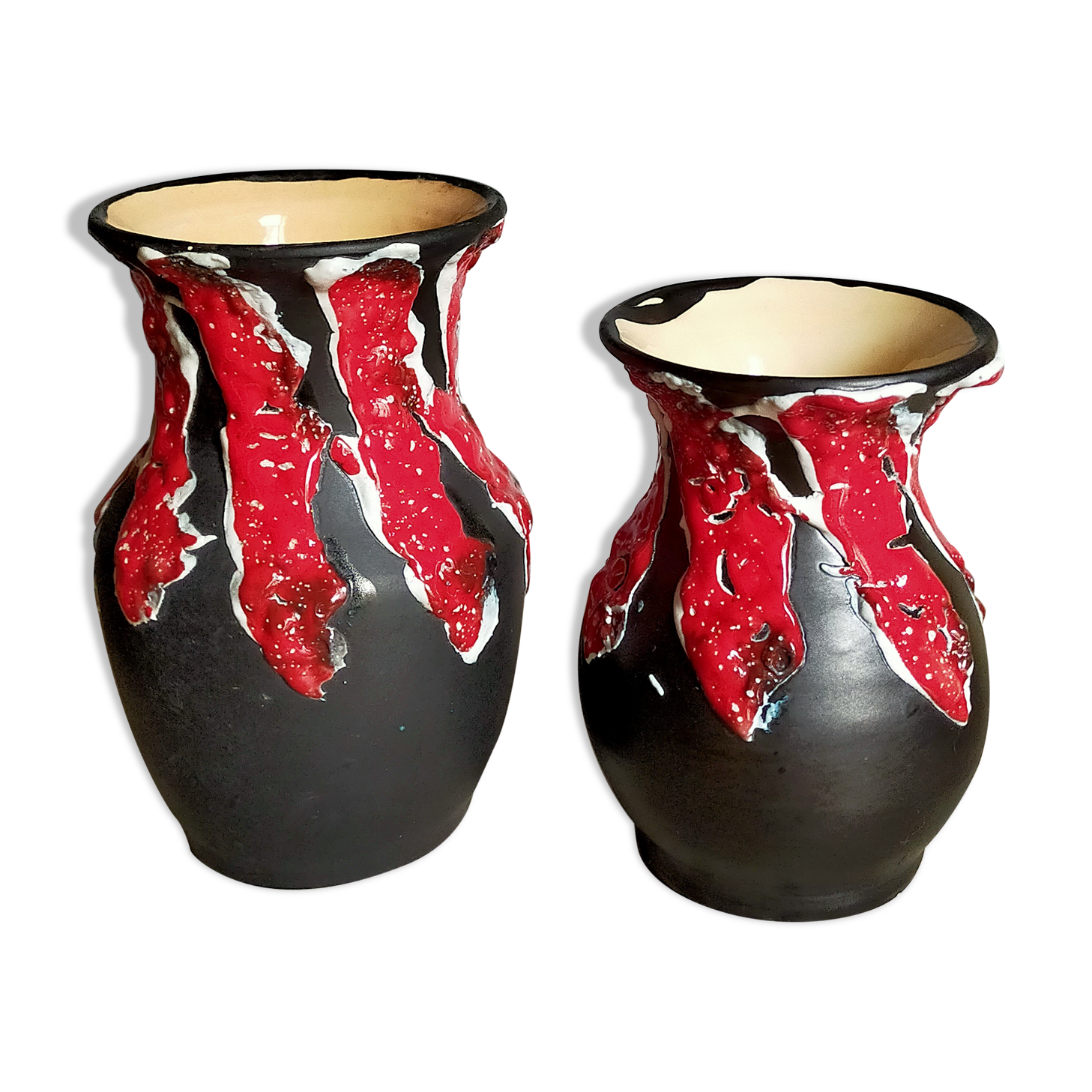 Duo of ceramic vases foams Fat Lava vintages