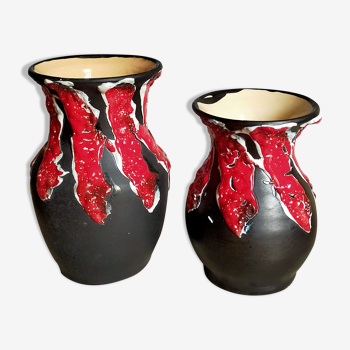 Duo de vases céramique écume Fat Lava vintages