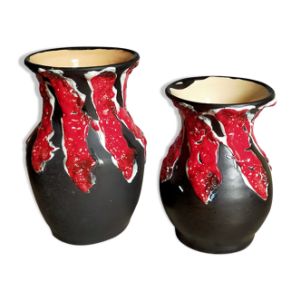 Duo de vases céramique écume Fat Lava vintages