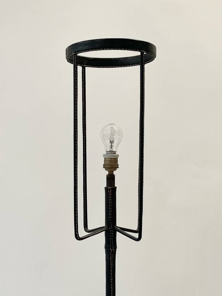 Lampadaire cuir Jacques Adnet 1950s