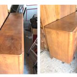 Brutalist art deco solid oak sideboard