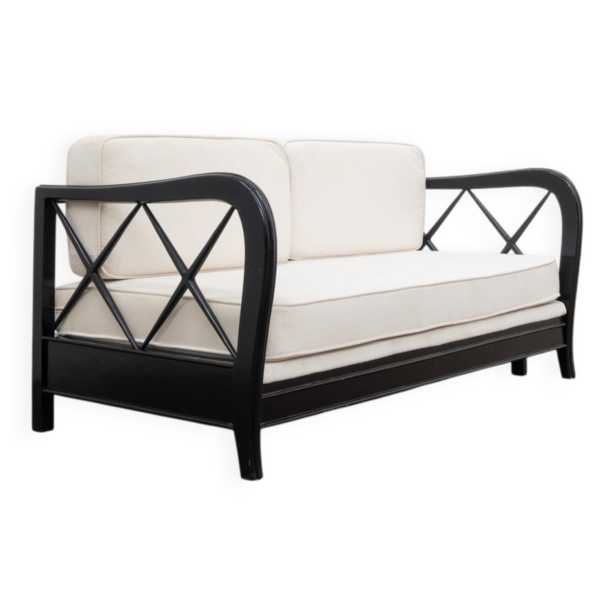 Canapé modulaire en velours et bois par Paolo Buffa, années 1950