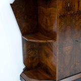 Buffet Art déco italien en noyer et bruyère avec miroir, début du XXe siècle