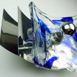 Mid century sconce glass metal chrome murano ice glass