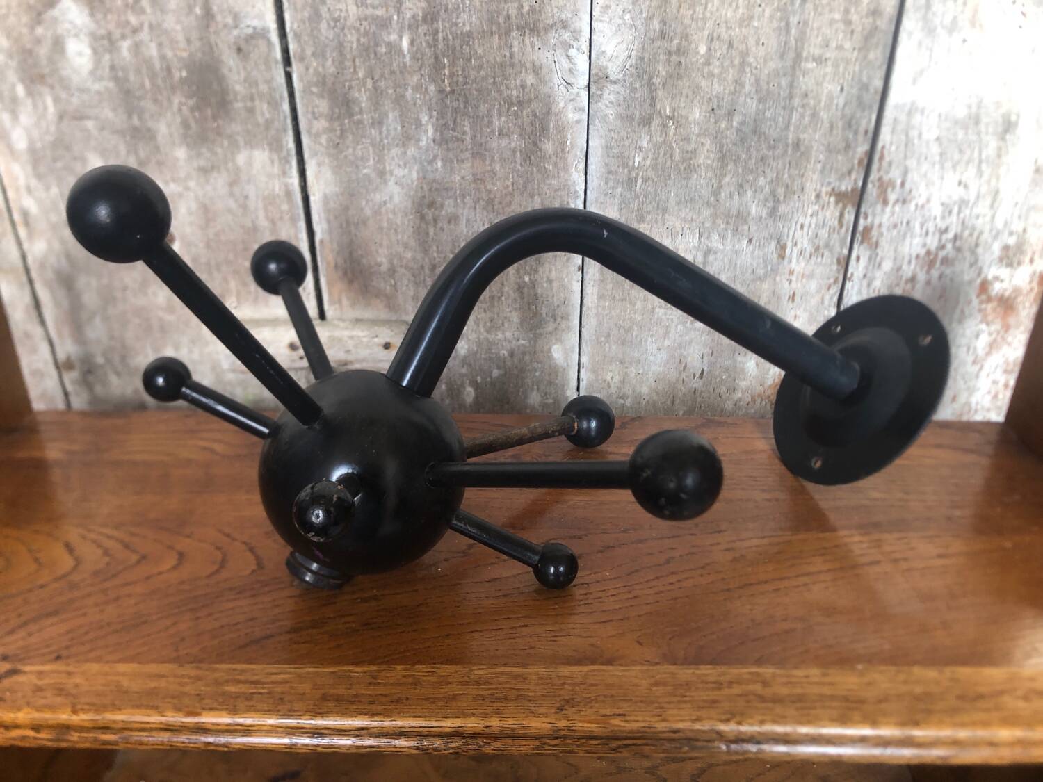Old sputnik wall coat rack black metal ball vintage