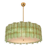 Contemporary Modern Italian Green“Tropical” Murano Glass Gold Round Chandel