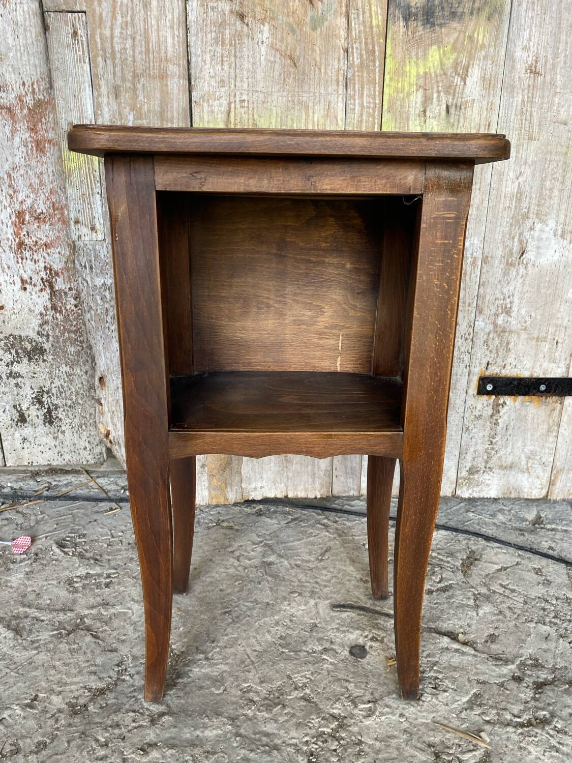 Antique Nightstand Table in Louis XV Style Wood with Vintage Drawer #D894