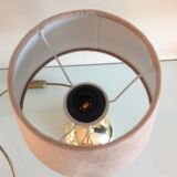 Golden metal lamp and lampshade fishing skin / vintage 70s-80s