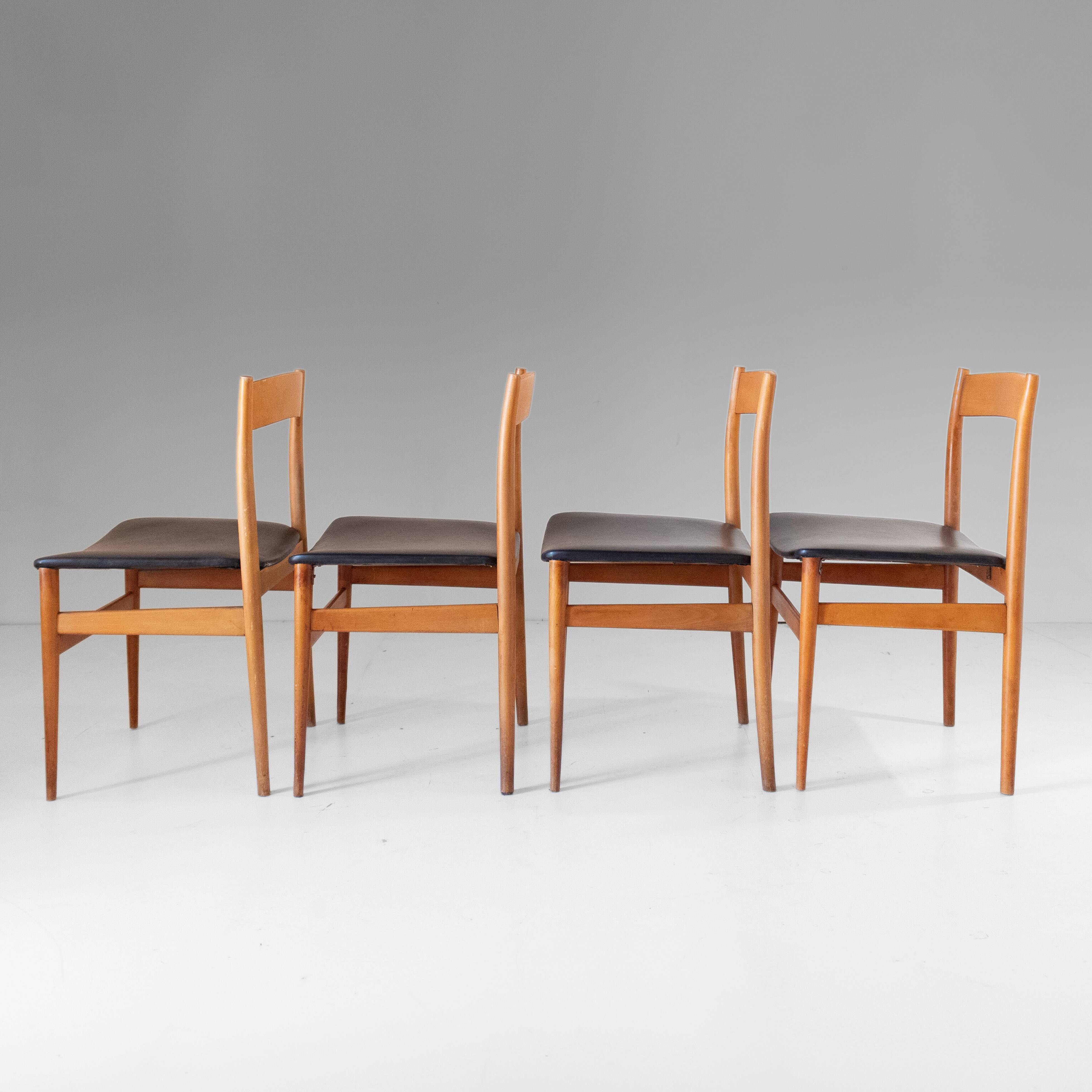 Vintage Italian Wood Dining Chairs by Passoni Udine