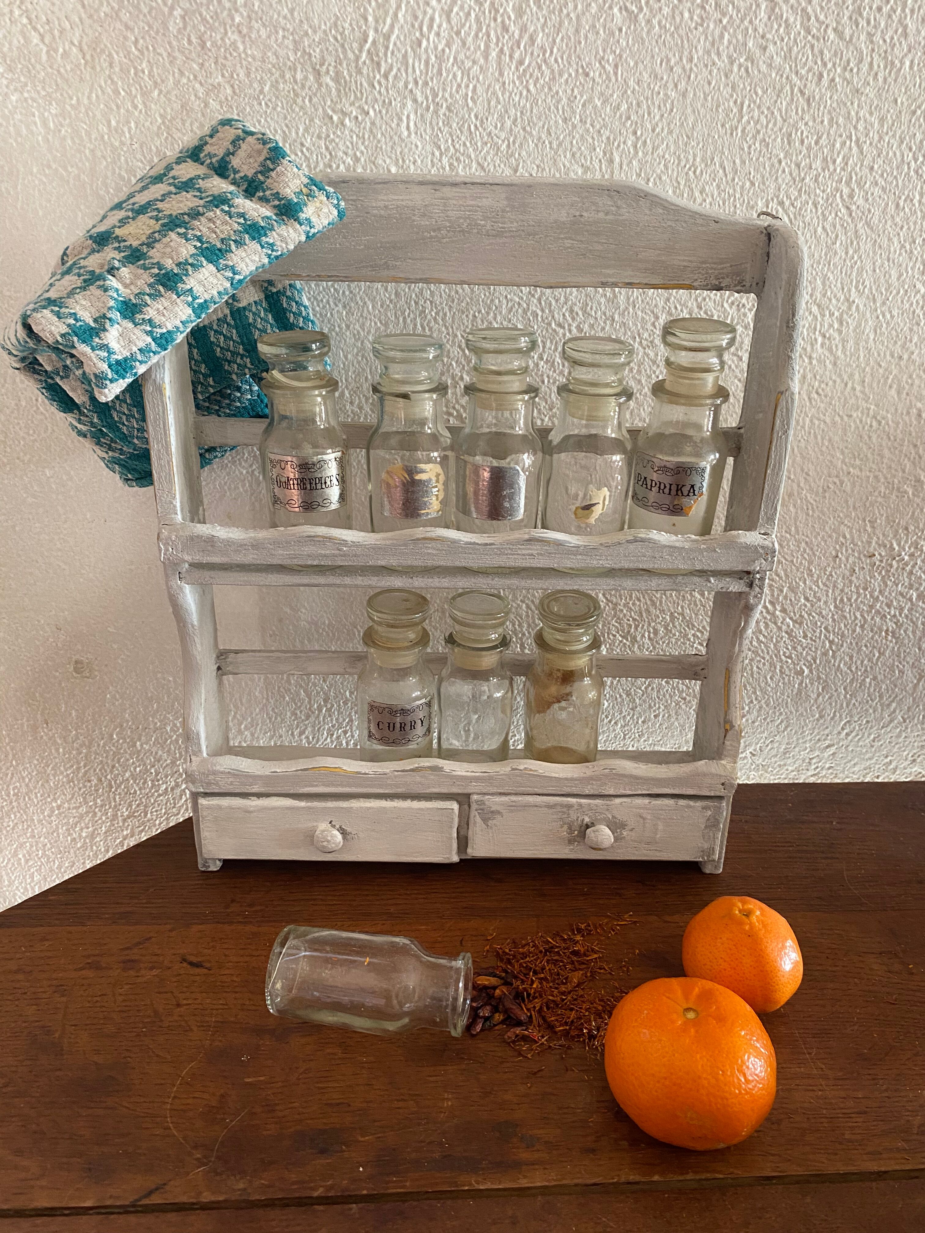 Wooden spice shelf in the 80s.