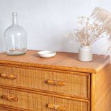 Vintage rattan chest of drawers circa 70s