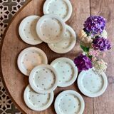 10 assiettes à dessert Salins vintage verts pâles et dorées