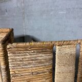 Vintage screen in straw and braided rope