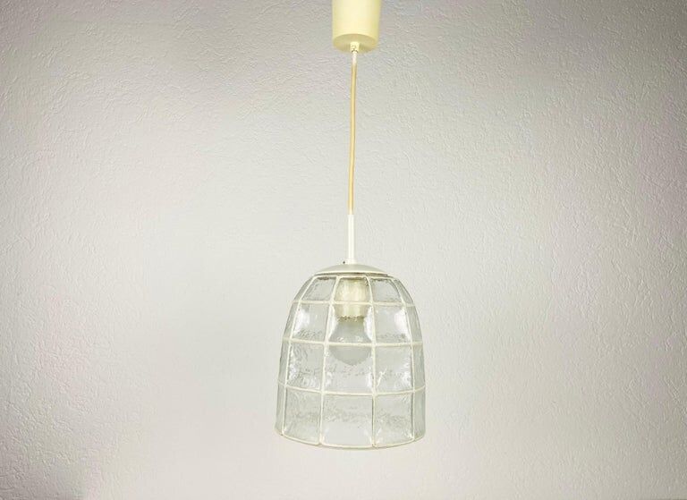 Hanging lamp in iron and glass from Glashütte Limburg, 1960s