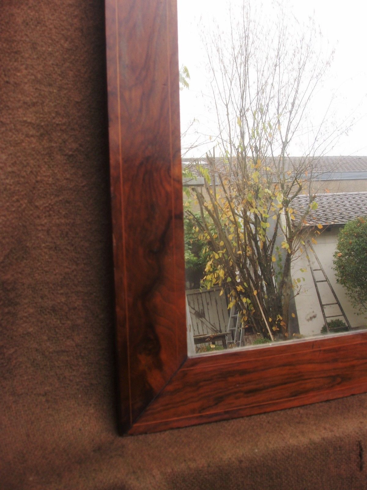 Mirror Louis-Philippe plated walnut and marquetry 69x47cm