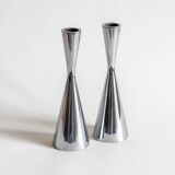Duo of diabolo candlesticks in cast aluminum, Erika Pekkari for Ikea, 2000s