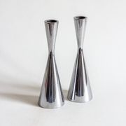 Duo of diabolo candlesticks in cast aluminum, Erika Pekkari for Ikea, 2000s