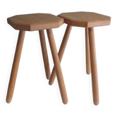 Lot de 2 tabourets en bois