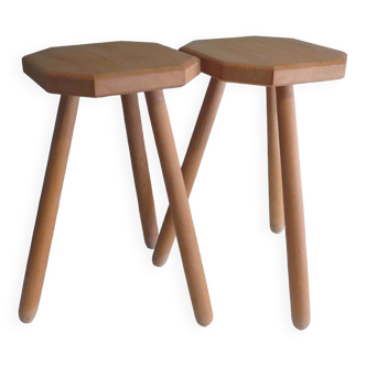 Lot de 2 tabourets en bois