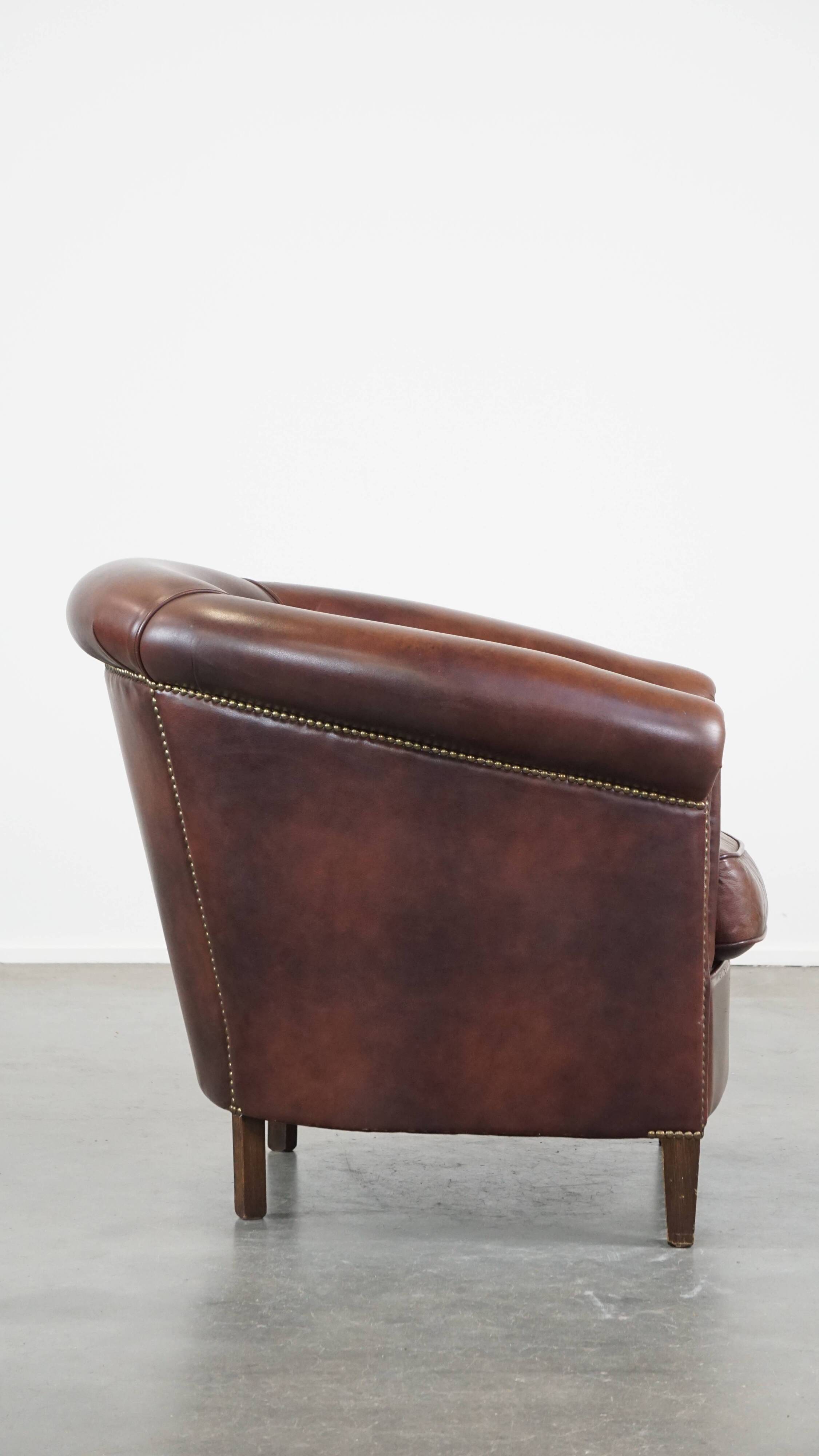 Cow leather club chair in English style