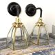 Paire d’appliques vintage en verre et laiton