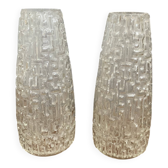 2 tulipes en verre géométrique 17,5 cm pour lampe lustre