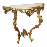 Antique drop-shaped console, Rococo style, wood, 20th century.