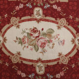 Long traditional needlepoint rug handwoven wool floral red runner rug-76x305cm