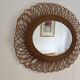Vintage 1960 sun flower rattan wicker mirror - 68 x 58 cm