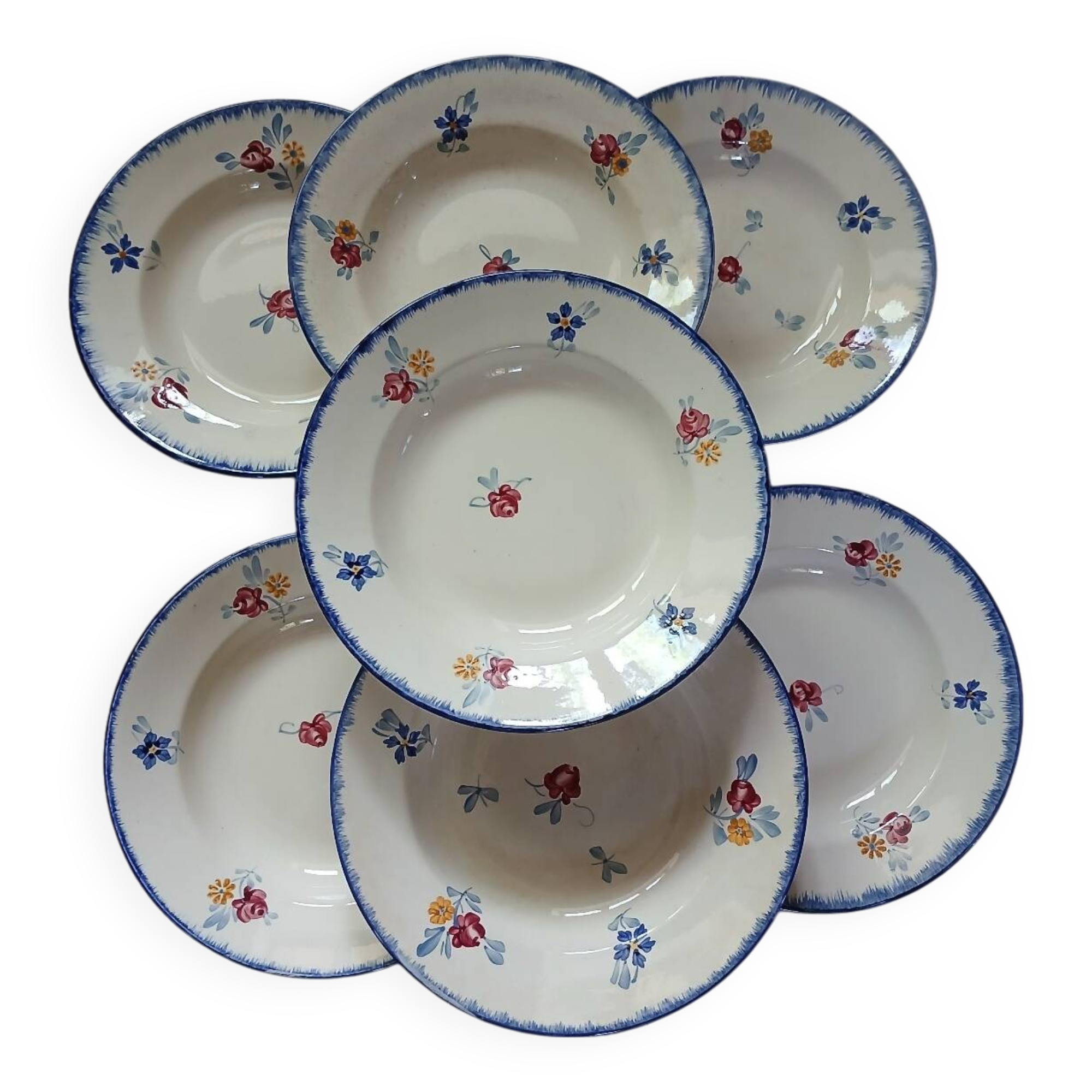 7 Digoin and Sarreguemines soup plates