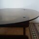 Coffee table of smoked glass and wood of the 1970s
