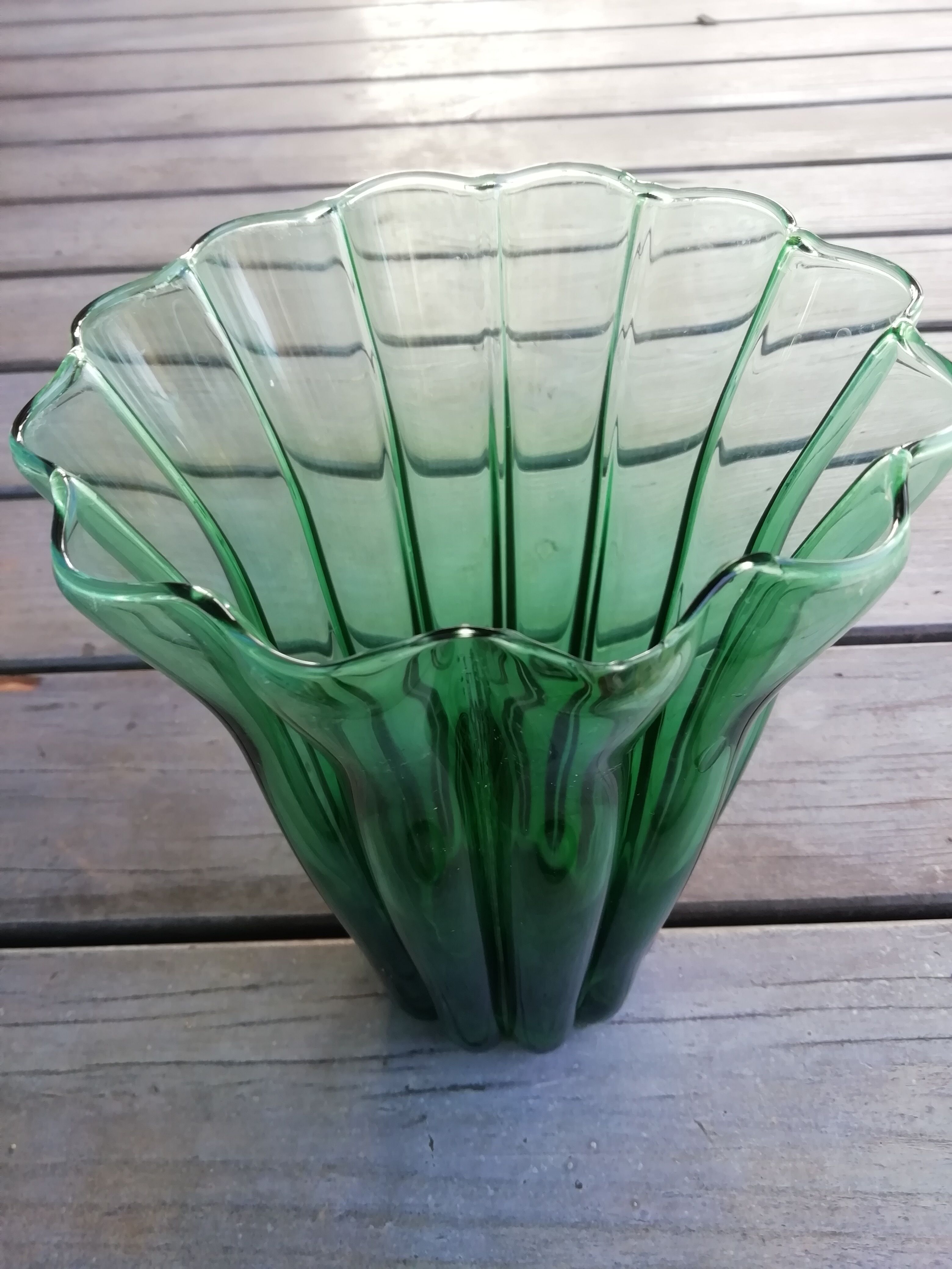 Green glass vase