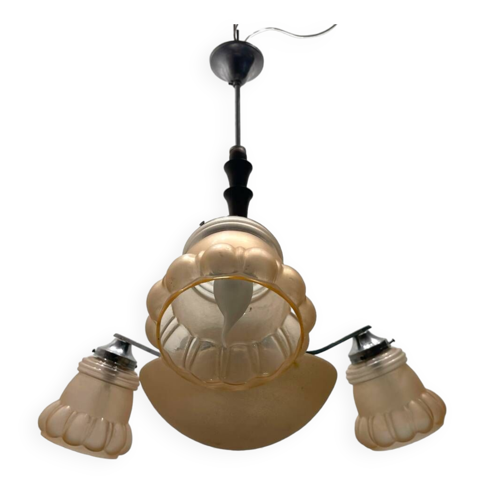 Pink Glass Art Deco Chandelier 1950’s