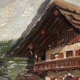 Alpine Table from the 1950s, carved and painted wood, signed by Francois Raugel - 4