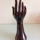 Hand baguier soliflore in brown ceramic, vintage 60/70s